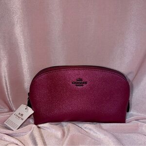 BNWT Authentic Coach Cosmetic Case 17 – Metallic Mauve Leather #59957